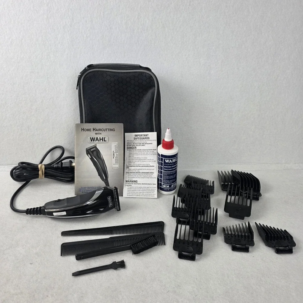 Wahl Home Haircutting Kit Corded Electric Clipper with Guards and Case Black
